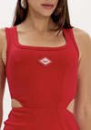 Vestido Super Midi Justo Com Recortes Laterais