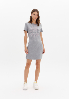 Vestido Curto Manga Curta Com Aplicações De Brilhos - comprar online