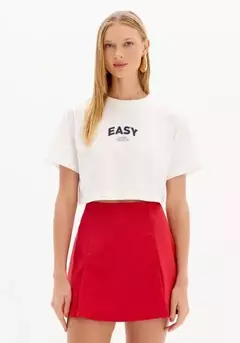 Blusa T-shirt Cropped Com Estampa Frontal - comprar online