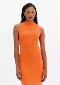 Vestido Super Midi Canelado Com Gola E Bordado - comprar online