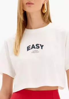 Blusa T-shirt Cropped Com Estampa Frontal