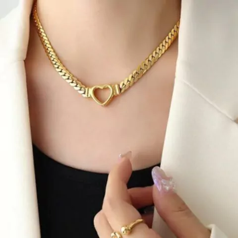 Gargantilha choker de aço inox hipoalergênico, aro groumet