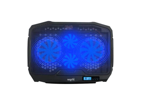 Base Para Notebook Reclinable Con Leds Azules Y Regulacion De Velocidad De Fans Nisuta