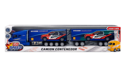 Camion Contenedor Azul Con Dos Acoplados