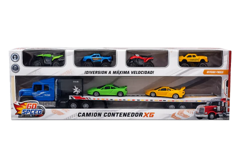 Camion Contenedor x6 Vehiculos Go Speed