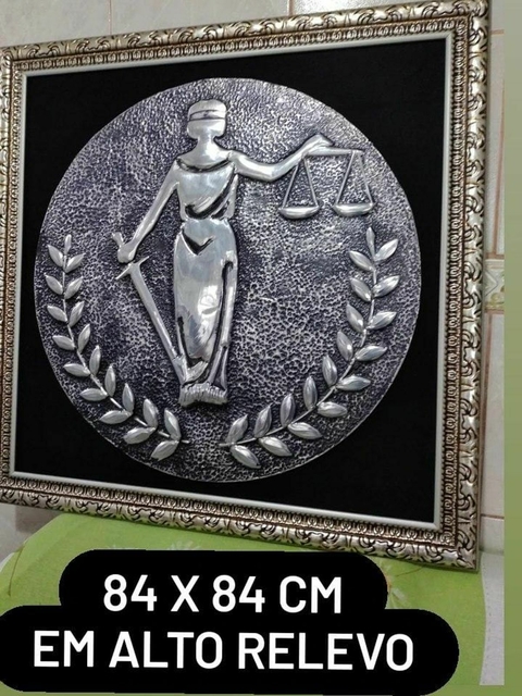 QUADRO DAMA COM BALANÇA EM ESTANHO