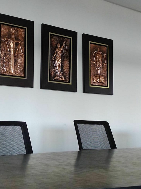 KIT 3 QUADROS COBRE EM ALTO RELEVO