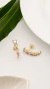 brinco earcuff com pedras cristais banhado a ouro 18k
