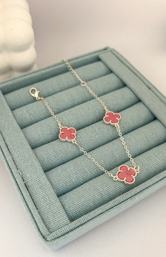 Pulseira Inspiração Trevo M Rosa Prata - comprar online