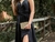 Vestido Preto pregas no busto ,decote com tule , saia godê com fenda frontal na internet