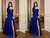 Vestido Azul Bic um ombro e fenda - comprar online