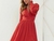 Vestido Terra Cota Manha longa com Fenda Lateral
