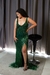 Vestido Verde 2 em 1 ,pedraria e fenda. - comprar online
