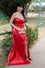 Vestido Vermelho sem alça, trançado nas costas