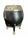 Mate torpedo virola de alpaca cincelada + base de alpaca y bolitas de bronce
