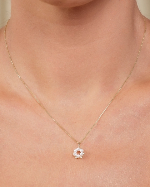 Gargantilha flor pérola