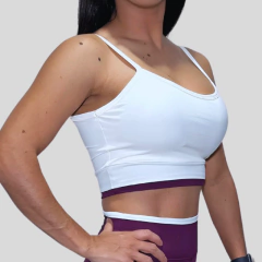 Conjunto legging e top off com roxo - comprar online
