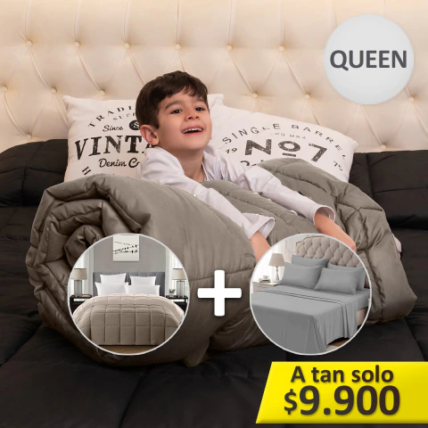 COMBO Queen / Edredón + Sábanas a $9.900