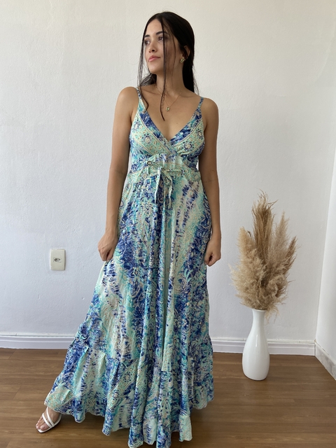 VESTIDO INDIANO - VERDE COM AZUL - comprar online