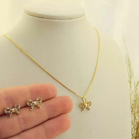 CONJUNTO LAÇO CRAVEJADO COLORIDO 5 UN