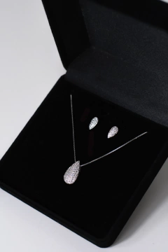 CONJUNTO GOTA CHUVEIRÃO COM CORRENTE VENEZIANA V12 EM PRATA 925 (45CM) - L&A JOIAS 