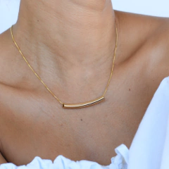 CHOKER TUBO LISO BANHADA A OURO 18K (45cm) na internet