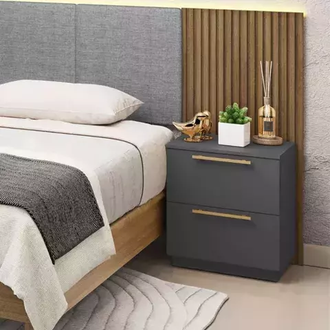 Mesa De Cabeceira 2 Gavetas 50cm Dubai Alasca - Vlr Móveis - comprar online