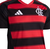 Camisa torcedor do Flamengo I 25/26, modelo masculino nas cores vermelho e preto, com listras horizontais e logo da Adidas.