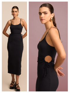 Vestido New Midi Abertura Amarração nas Laterais - comprar online