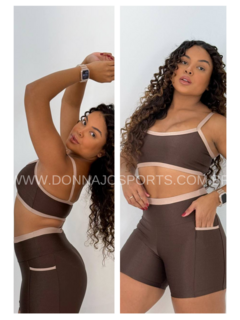 Conjunto Top e Short Bicolor Bolsos Laterais - comprar online