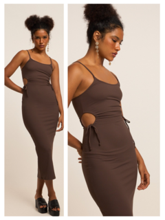 Vestido New Midi Abertura Amarração nas Laterais na internet