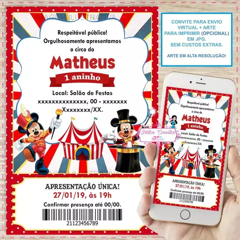 Convite Digital Circo do Mickey