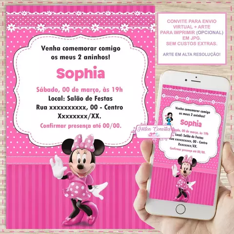 Convite Digital Minnie Rosa