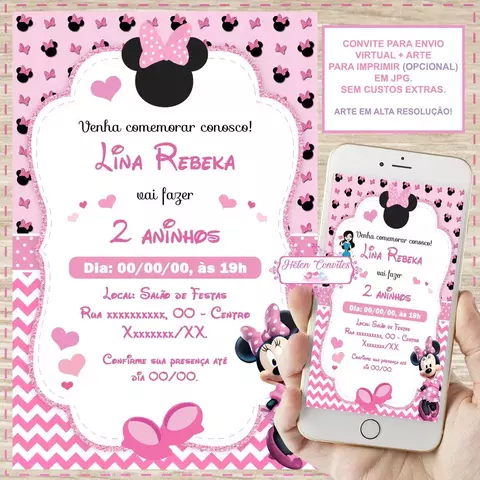 Convite Digital Minnie Rosa