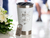 Copo termico personalizado de 500ml com abridor, decorado com a frase de casamento.