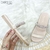 Sandália Feminina Papete Beira Rio FlatForm Tira com Strass Brilho - Ellen Giri Calçados