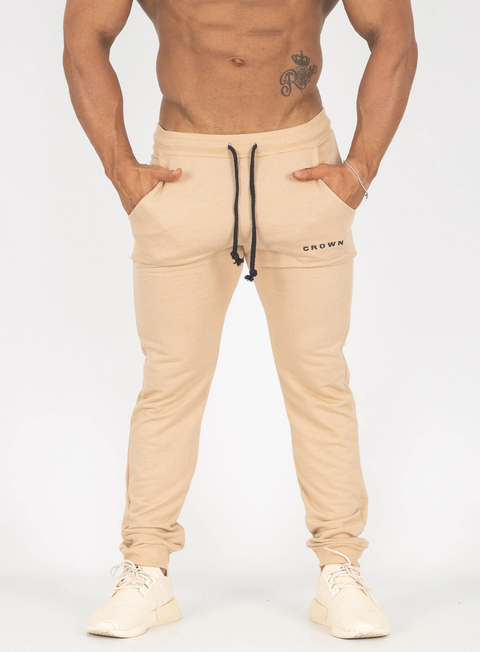 Calça Crown Training Moletom Dark Bege