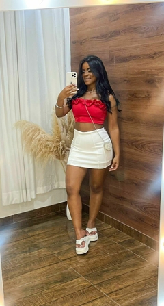 Cropped tomara que caia fru-fru - vermelho