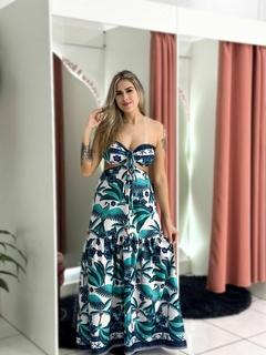 Vestido longo tropical - verde na internet