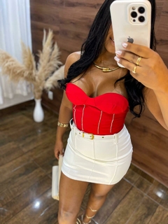 Cropped alfaiataria Strass- Vermelho - comprar online