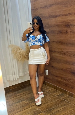 Cropped estampado - azul na internet