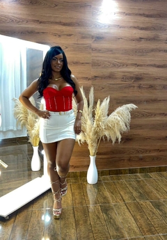 Cropped alfaiataria Strass- Vermelho