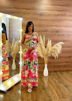 Vestido longo tropical verde na internet