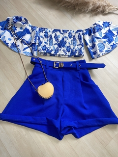 Short alfaiataria fivela - Azul na internet