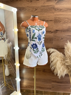 Cropped bico - Azul com verde - comprar online