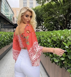 Cropped estampado - Laranja - comprar online