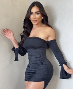 Vestido mangas - Preto - comprar online