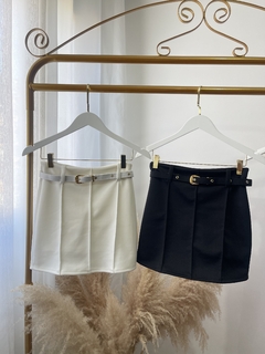 Short saia com cinto - Branco