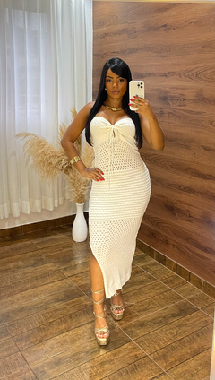 Vestido tricô modal - Branco - Loja Morena Mix