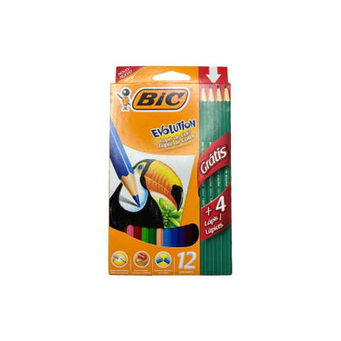Kit Lápis de Cor BIC Evolution C/12 Cores + 4 Lápis de Escrever